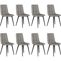Chaises de Salle à Manger en Velours Lot de 8 Chaises de Cuisine Assise Rembourrées Support Métallique Style Moderne Supporte 180kg pour Salon Chambre Salle à Manger Gris