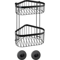 Etagère d'angle WENKO noire Classic Pl. sans perçage 23,5 x 33 cm étagère de douche noire étagère métallique salle de bain fixation sans perçage vacuum-loc wenko accessoires salle de bain acier