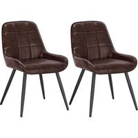 WOLTU Set di 2 Sedie da Pranzo con Schienale Curvo Poltroncina imbottita Ufficio Marrone Scuro