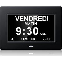 LaBlanc - Reloj calendario digital de 18 cm con fecha y hora, reloj para padres con Alzheimer, recordatorio de medicación, color negro