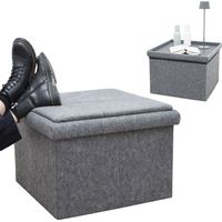 Tabouret 3-en-1 avec Bac Rangement & Plateau - 56x56x40 Cube de Rangement Feutre