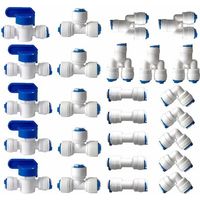 Raccord rapide droit 1/4' (6MM) Pushfit – Kit de 25 pièces pour osmoseur – Compatible avec tubes en cuivre, CPVC, PEX, PVC – Installation sans outils