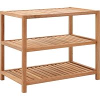 Vidaxl – Étagère de salle de bain en bois massif de noyer 65x40x55 cm – 3 niveaux de rangement – Fixation murale incluse – Design aéré
