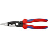 KNIPEX 13 82 200 Elektro-Installationszange mit Mehrkomponenten-Hüllen schwarz atramentiert 200 mm