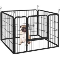 Recinto per Cani Pieghevole in Metallo, per Interno ed Esterno con Porta e Picchetti, 82x82x60cm Grigio