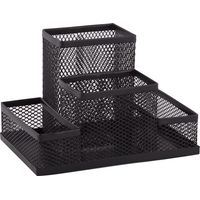 Organizador de escritorio lápices y notas metálico 15 cm Negro