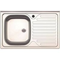 LAVELLO APPOGGIO INOX 1 VASCA SX + GOCCIOLATOIO DX 80 CM