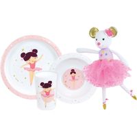 Set di stoviglie - FUN HOUSE - DANSEUSE BALLERINA - Piatto fondo Ø16 cm, Piatto piano Ø22 cm, Bicchiere 220 ml e Peluche musicale 40 cm