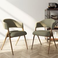 Colamy – Lot de 2 chaises de salle à manger – Tissu vert, design ergonomique vintage – Assise confortable, structure en métal robuste