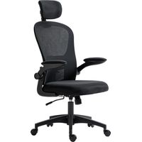 Silla de oficina malla respaldo alto reposacabezas ajustable soporte lumbar 4D 62x64x120 cm Negro