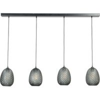 Lampe suspendue noire Pineapple 4 lumières avec verre fumé - 2291-05-05-130-4