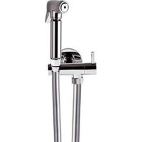 Ensemble avec hydrobrosse et flexible conique 120 cm me'tallique en PVC avec support lux en laiton chrome' WC douche
