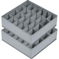 Pack of 2 socks organiser, 24 compartments socks storage box, drawers
