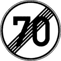 Verkehrszeichen 278-70 Ronde 600 mm, Ende 70 km/h, RAL-Gütezeichen Folie RA1