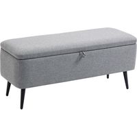 Panca Contenitore in Tessuto Effetto Velluto, per Camera, Soggiorno e Ingresso, 101x38.5x44.5 cm, Grigio