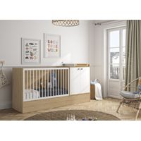 Ensemble Trio Lit 70x140 + Commode 2 portes + Armoire 2 portes