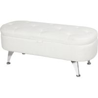 Banc de rangement blanc avec couvercle et pieds métalliques
