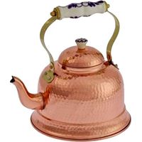Wasserkessel, Teekessel - aus Kupfer, Gehämmerte, Mit Porzellangriff, 1,5L