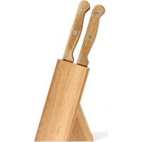 Set de 6 couteaux a steak avec support - LIVOO - MEC133 - 11 cm - Acier inoxydable - Epaisseur 1,2 mm - En bois d'acacia - 3 riv