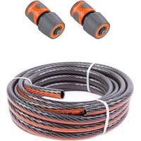 FUXTEC Gartenschlauch (50m) Set FX-WW-SET9 – flexibler Wasserschlauch Schlauchverbinder/Schlauchkupplung mit Wasserstopp - zur Gartenbewässerung
