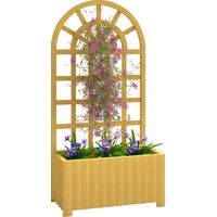 Jardinera con Enrejado con Drenaje para Cultivos Verduras Flores Hierbas 60x30x120 cm Natural