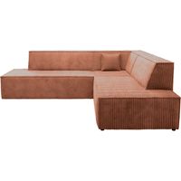 LARIA - Canapé d'angle convertible gros velours côtelé 4 places - Terracotta