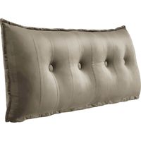 VERCART Grand Oreiller de Lit Décoratif, Coussin de Lecture Capitonné de Boutons, Oreiller de Corps pour Dormeur Latéral, Brun Clair Velours, 120 x 8 x 50 cm