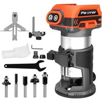 Affleureuse Sans Fil Compatible avec Batterie Makita 18 V, Brushless Affleureuse Sans Fil avec 6 Vitesses, 10000-30000RPM, 5 Fraises à Défoncer, Guide Droit, Roue de Guidage (Sans Batterie)