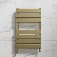 Duratherm Brushed Brass Flat Panel Heated Towel Rail Bathroom Radiator 650 x 400mm
