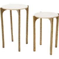 Light & Living ensemble de tables d'appoint KANAE travertin sable