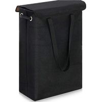 (Black) 45 Litre Slimline Foldable Laundry Hamper with Lid - Extra Large Capacity Laundry Hamper - 39x19x60cm - Narrow Laundry Hamper