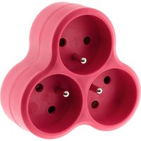 Zenitech – Multiprise triplite triangulaire 16A – Couleur rouge – Protection contre surcharges et courts-circuits – Pour 3 appareils simultanés