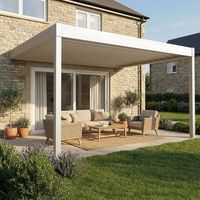 Pergola rétractable HYLIA (Motorisation à télécommande - Blanc RAL 9010 - 4.50 x 4.109 m)