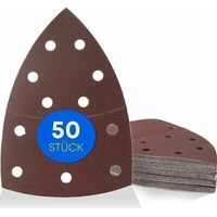 Discos de lijado triangulares, 11 agujeros, 105 x 152 mm, grano 120, 50 piezas, para lijadoras multiusos/papel de lija/discos de lijado triangulares/papel de lija