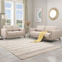 OSLO MODERN SCANDI STYLE FABRIC LIVING ROOM 2+3 SEATER SOFA SET BEIGE