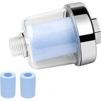 Filtre de douche, filtre anticalcaire de 1/2 pouce, livré avec 3 cartouches filtrantes bleues remplaçables, filtre efficacement les impuretés dans l'eau, convient aux robinets de salle de bain ou de c