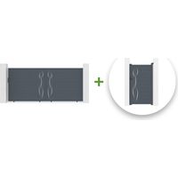Pack puerta corredera 4m LIFE 400 x 180 cm + puerta peatonal LIFE 100 x 180 cm Gris