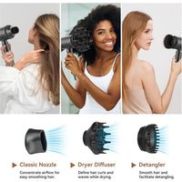 Sèche-cheveux de voyage Sèche-cheveux ionique 2200 W Sèche-cheveux avec diffuseur Sèche-cheveux et accessoires, sèche-cheveux de voyage, 4 réglages de température, vert