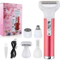 Rasoir électrique pour femmes : épilation du corps, du nez, du visage, des sourcils, des jambes, des aisselles, du maillot et du pubis. Kit de rasage portable et rechargeable 5 en 1, indolore et sans