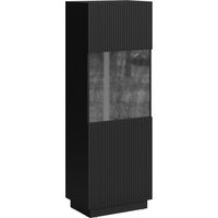 Étagère Lingua I, Noir, Fermé, Avec des portes, MDF, Stratifié, Verre trempé, Le nombre de portes: 0, Nombre de tiroirs: 0, 178x60x42cm