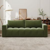 Divano convertibile a 3 posti con contenitore in bouclé verde CANTERBURY