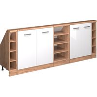 Meuble sous pente R-Line, Blanc brillant/Chêne doré, 210cm Lot de 5, Vicco