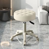 Friseurstuhl – Barhocker, 360° drehbar, höhenverstellbar, Sitzkissen aus weißem Kunstleder