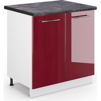 Meuble bas sous-évier Fame-Line, Rouge bordeaux Haute brillance, 80 cm , PT Anthracite, Vicco