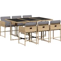 Maison Exclusive - Ensemble à manger de jardin coussins 7 pcs mélange beige rotin