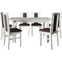 Salle à manger complète Victorville 312, Blanc, 76x80x140cm, Diamètre: 0, Nombre de chaises: 6, Style: Contemporary