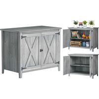 Armoire de jardin, Armoire en bois pour outils de jardin, gris clair, Armoire extérieure pour patio avec double porte, de grange