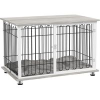 PawHut Dog Crate Furniture, Indoor Dog Kennel Side End Table Washable Cushion Large