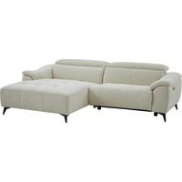 Divano angolare sinistro relax elettrico in tessuto strutturato beige - CLIMOTA