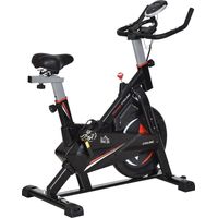 Cyclette da Casa Acciaio Nero 120kg Volano 10kg LCD Supporto Cellulare Manubrio Sella Regolabili